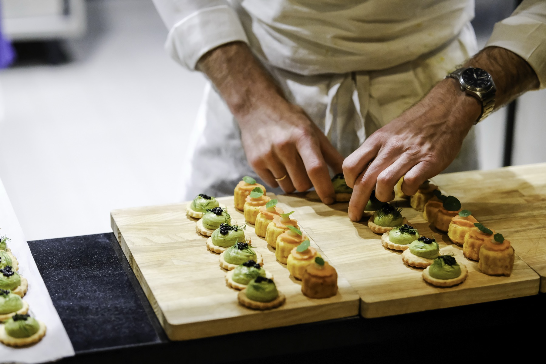 Chef preparing canapes for a brand event